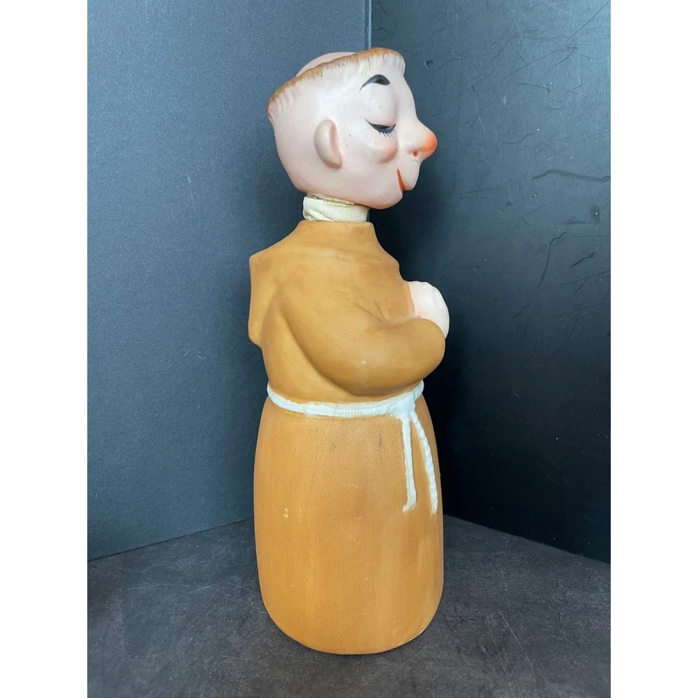Lefton‎ Vintage Praying Monk Decanter Set 6pc Tan Excellent Mid Century Friar